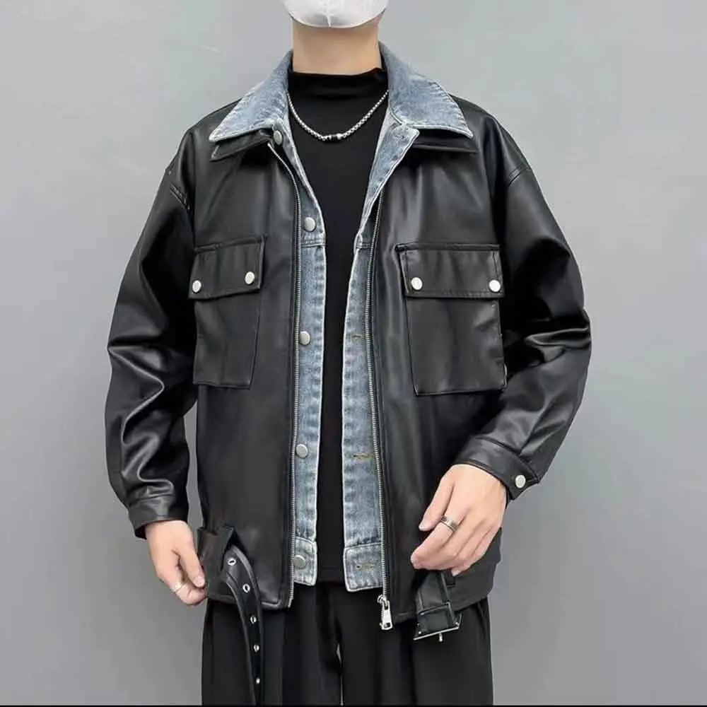 Winter New Men's Long-Sleeved Faux Two-Piece Leather Jacket American Retro Fashion Trend Street Hip Hop Loose Niche Men's Top
Winter New Men's Long-Sleeved Faux Two-Piece Leather Jacket American Retro Fashion Trend Street Hip Hop Loose Niche Men's Top