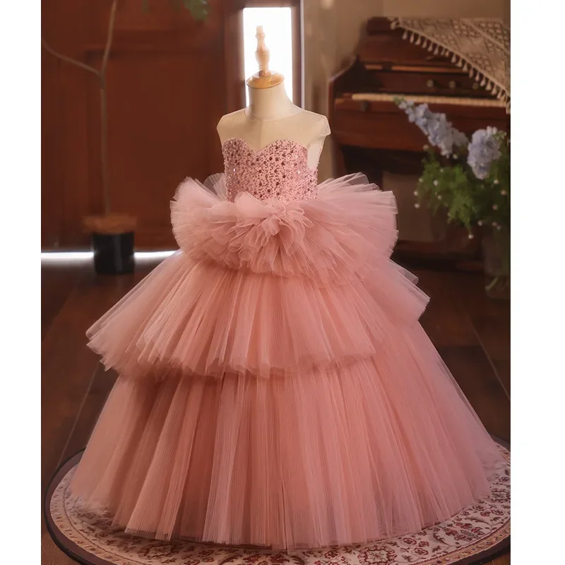 Luxury High End Girls Sweet Solid Color Layering Tulle Long Dresses Summer Sleeveless Evening Dress First Communion Ball Gowns
Luxury High End Girls Sweet Solid Color Layering Tulle Long Dresses Summer Sleeveless Evening Dress First Communion Ball Gowns