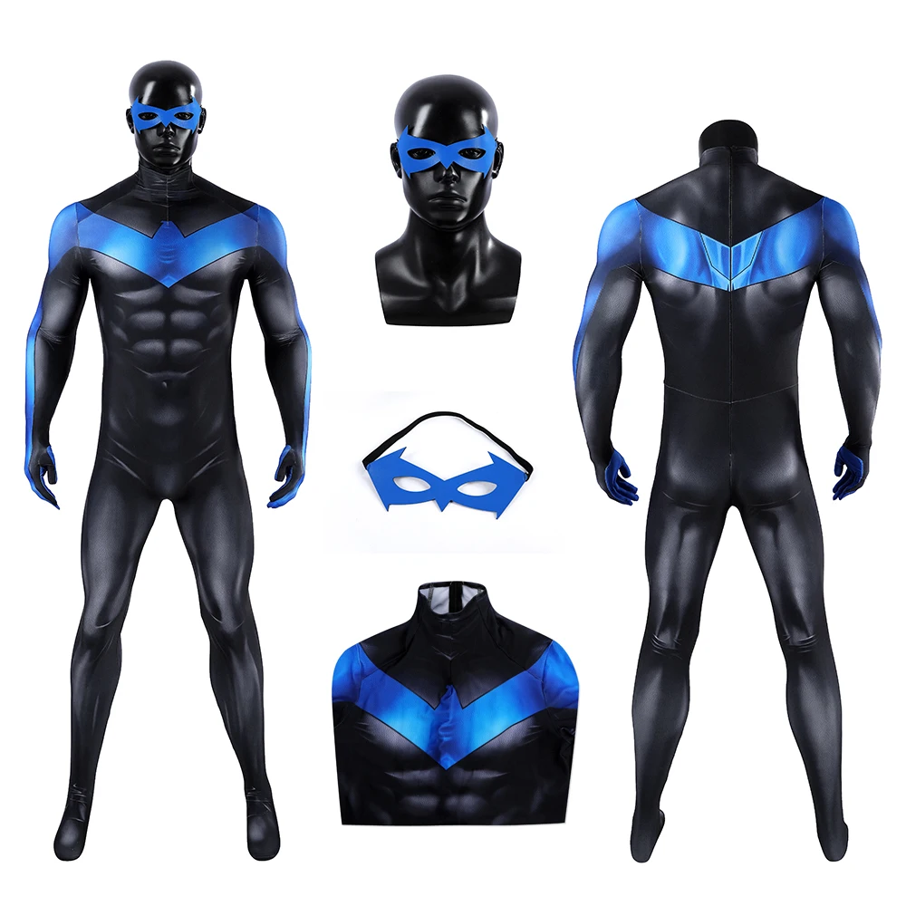 Nightwing Dick Grayson Cosplay Costume Superhero Halloween Jumpsuit Spandex Bodysuit Leather Mask Adult Mens Fancy Outfit Suit
Nightwing Dick Grayson Cosplay Costume Superhero Halloween Jumpsuit Spandex Bodysuit Leather Mask Adult Mens Fancy Outfit Suit
