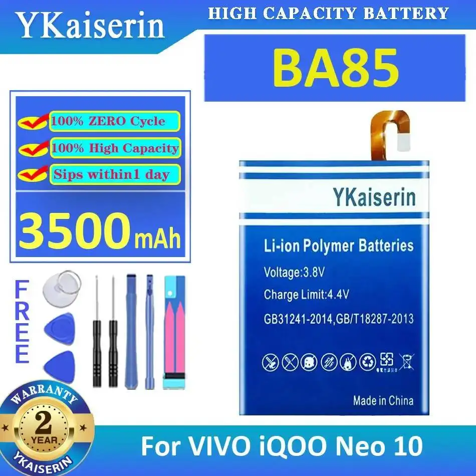 Прочный аккумулятор для мобильного телефона 3500 мАч высокой емкости BA85 для Vivo Iqoo Neo 10
Прочный аккумулятор для мобильного телефона 3500 мАч высокой емкости BA85 для Vivo Iqoo Neo 10