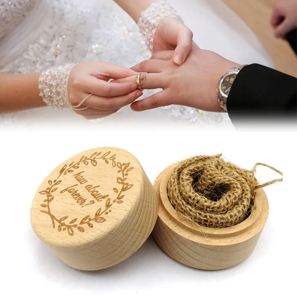 Vintage Wooden Round Ring Box Wedding Engagement Rustic Rings Holder with Sweet Words How About Forever for Proposal Keepsake
Vintage Wooden Round Ring Box Wedding Engagement Rustic Rings Holder with Sweet Words How About Forever for Proposal Keepsake