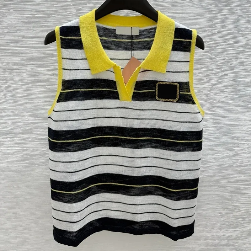 High quality Color-Block Striped Polo Collar Ice Silk Knit Sleeveless Top for Women Summer Petite Regular vest 2570298
High quality Color-Block Striped Polo Collar Ice Silk Knit Sleeveless Top for Women Summer Petite Regular vest 2570298