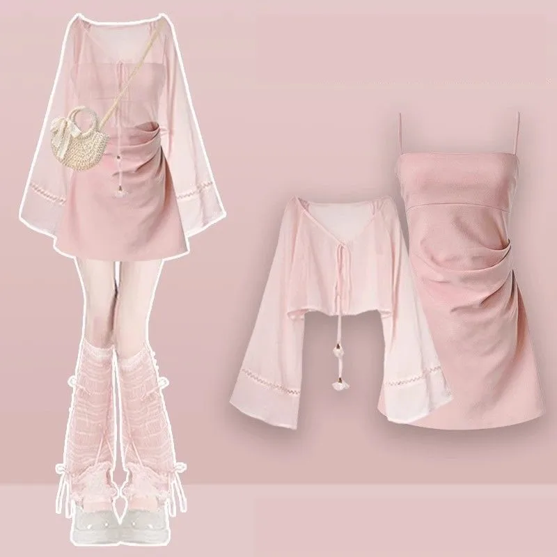 2025 Women's Summer New In Fashion Dress Matching Set Korean Elegant Sunscreen Shirt+Sexy Strap Skirt Two Piece Female Chic Suit
2025 Women's Summer New In Fashion Dress Matching Set Korean Elegant Sunscreen Shirt+Sexy Strap Skirt Two Piece Female Chic Suit