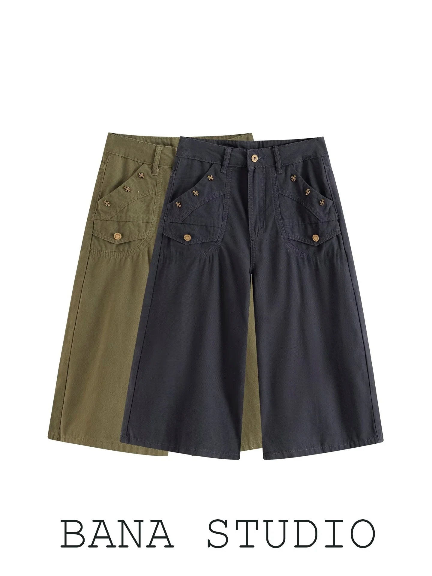 BANA American Retro Rivet Workwear Wide Leg Seven-Foot Pants Women Summer Thin New Straight Wide Leg Pants High Waist Zipper
BANA American Retro Rivet Workwear Wide Leg Seven-Foot Pants Women Summer Thin New Straight Wide Leg Pants High Waist Zipper