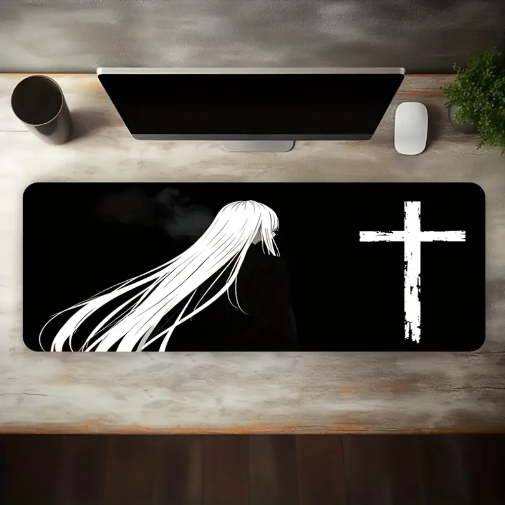 White-haired figure cross dark style artistic pattern, anti-slip and washable rubber bottom table mat alfombrillas gaming
White-haired figure cross dark style artistic pattern, anti-slip and washable rubber bottom table mat alfombrillas gaming
