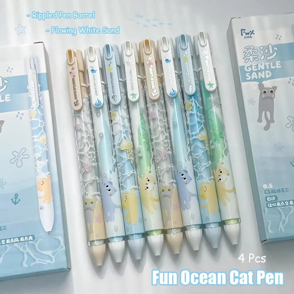 4Pcs/Box 0.5mm Fun Ocean Cat Gel Pens School Office Essential Stationery Rippled Quicksand Pen Writing Marker Quick-Dry Pen
4Pcs/Box 0.5mm Fun Ocean Cat Gel Pens School Office Essential Stationery Rippled Quicksand Pen Writing Marker Quick-Dry Pen