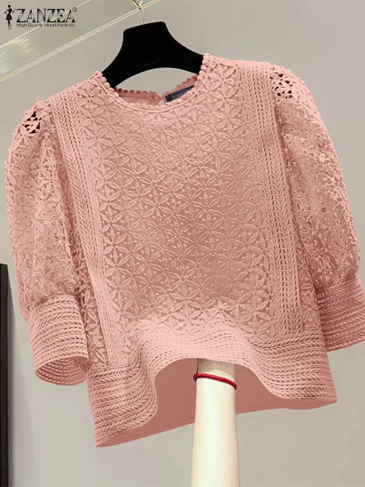 ZANZEA 2025 элегантная женская осенняя кружевная блузка с пышными рукавами, модная повседневная однотонная туника с круглым вырезом, офисные блузки
ZANZEA 2025 элегантная женская осенняя кружевная блузка с пышными рукавами, модная повседневная однотонная туника с круглым вырезом, офисные блузки