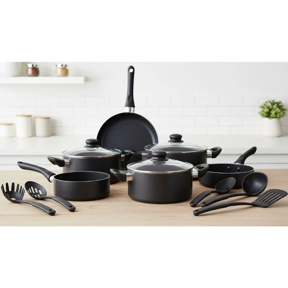 Premium 15-Piece Non-Stick Cookware Set with Utensils - Perfect for Family Cooking, Black
Premium 15-Piece Non-Stick Cookware Set with Utensils - Perfect for Family Cooking, Black