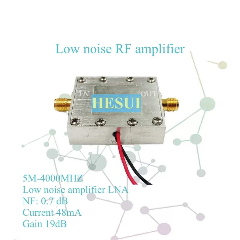 Low noise relaxation band RF signal amplifier LNA(0.005-4GHz 19dB noise 0.7dB) Beidou
Low noise relaxation band RF signal amplifier LNA(0.005-4GHz 19dB noise 0.7dB) Beidou