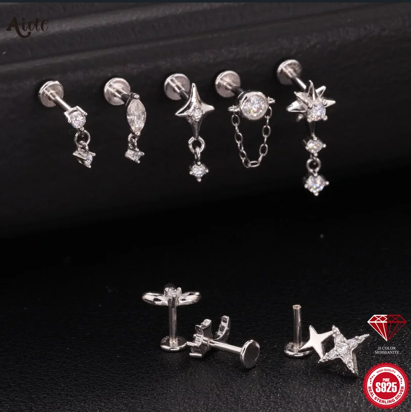 Серьги-гвоздики Aide S925 из стерлингового серебра с муассанитом - подвески-цепочки в форме звезды для женщин, многослойные украшения для ушей, 1 шт.
Серьги-гвоздики Aide S925 из стерлингового серебра с муассанитом - подвески-цепочки в форме звезды для женщин, многослойные украшения для ушей, 1 шт.