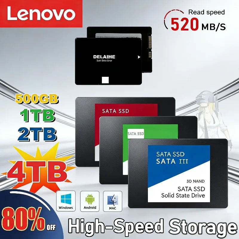 Lenovo Fast SATA SSD 4TB 500GB HD 1TB Internal SSD 2.5 Inch High Speed SSD 2TB Solid State Drive For Laptop SSD Notebook
Lenovo Fast SATA SSD 4TB 500GB HD 1TB Internal SSD 2.5 Inch High Speed SSD 2TB Solid State Drive For Laptop SSD Notebook