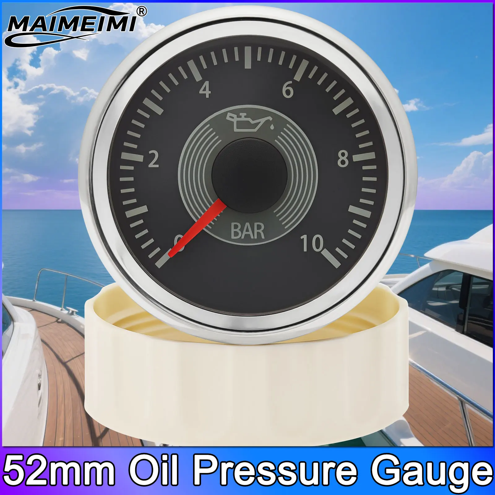 52mm Oil Pressure Gauge 0-10 BAR Oil Pres Meter Classic Dial for Marine Auto with Red and Yellow Backlight 12V 24V Fuel Level
52mm Oil Pressure Gauge 0-10 BAR Oil Pres Meter Classic Dial for Marine Auto with Red and Yellow Backlight 12V 24V Fuel Level