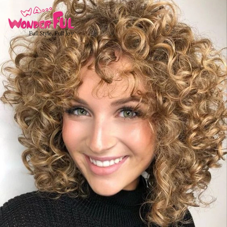 Highlight Short Bob Curly Wig with Bangs Ombre Mix Brown Wonderful Brazilian Remy Human Hair Wig Natural For Black Women
Highlight Short Bob Curly Wig with Bangs Ombre Mix Brown Wonderful Brazilian Remy Human Hair Wig Natural For Black Women