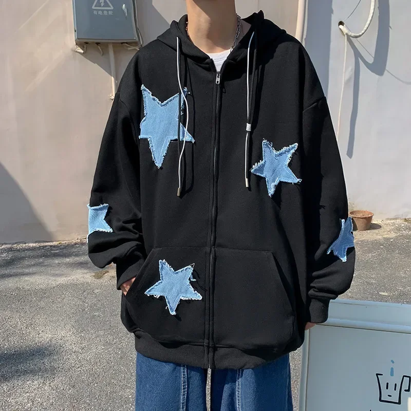 Fashion Y2k Mens Jacket Coat Harajuku Star Patch Zipper Oversized Hoodies Streetwear Hip Hop Gothic Loose Pocket Man Sweatshirts
Fashion Y2k Mens Jacket Coat Harajuku Star Patch Zipper Oversized Hoodies Streetwear Hip Hop Gothic Loose Pocket Man Sweatshirts