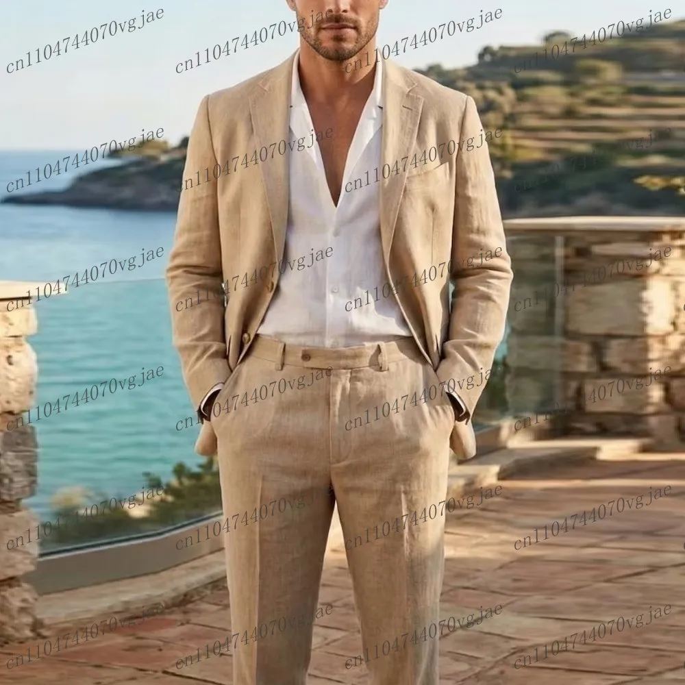 New Beige Breathable Linen Summer Men Suit Formal Wedding Party Groom Business Male Tuxedos 2 Piece Set Jacket Pants
New Beige Breathable Linen Summer Men Suit Formal Wedding Party Groom Business Male Tuxedos 2 Piece Set Jacket Pants