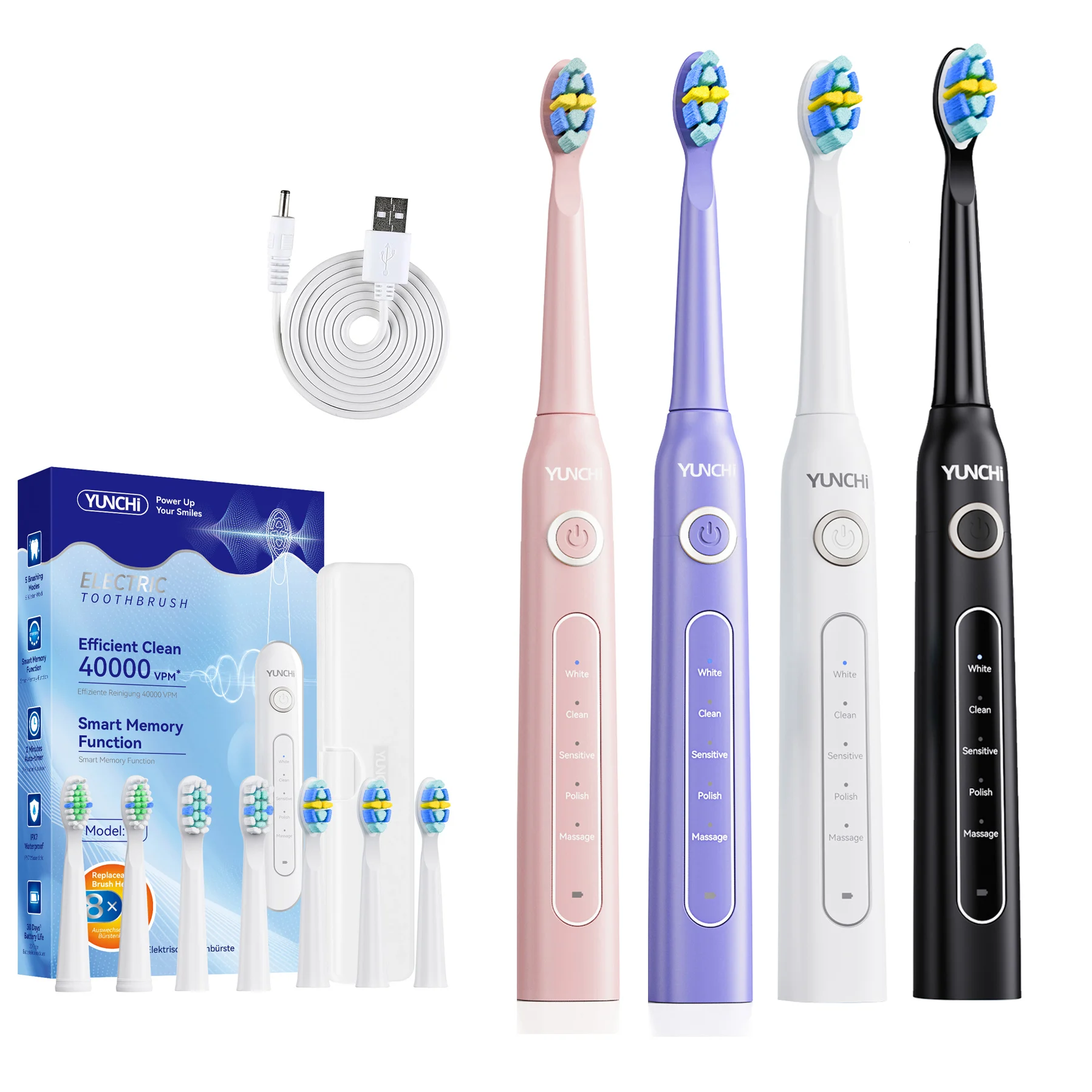YUNCHi Y5 Electric Toothbrush 5 Cleaning Modes Rechargeable Tooth Brush 8 Brush Head 1 Box
YUNCHi Y5 Electric Toothbrush 5 Cleaning Modes Rechargeable Tooth Brush 8 Brush Head 1 Box