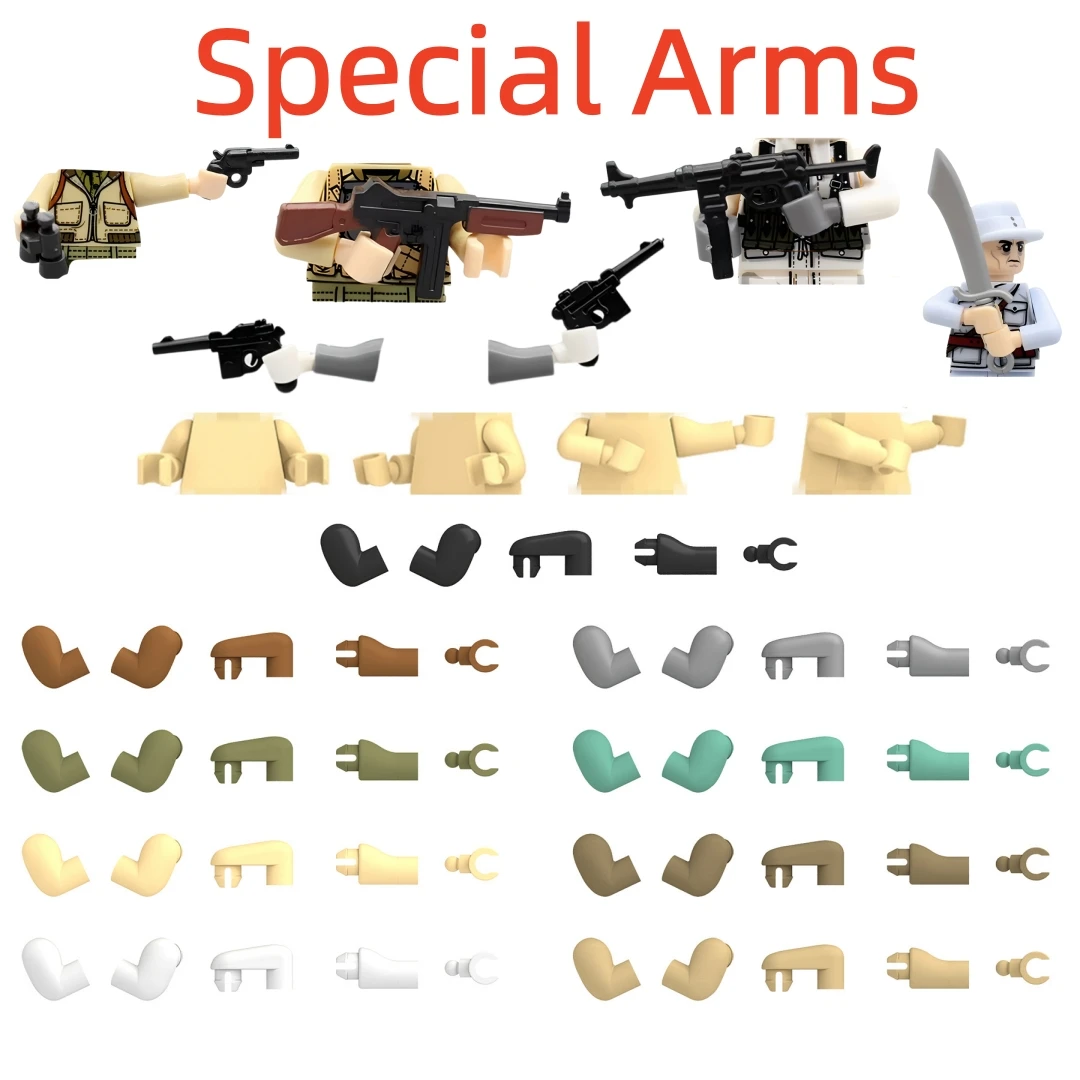 WW2 Military Figures Arms Hand Body Parts Multicolor Army Accessories Building Blocks Special Soldiers Guns Bricks Toys
WW2 Military Figures Arms Hand Body Parts Multicolor Army Accessories Building Blocks Special Soldiers Guns Bricks Toys