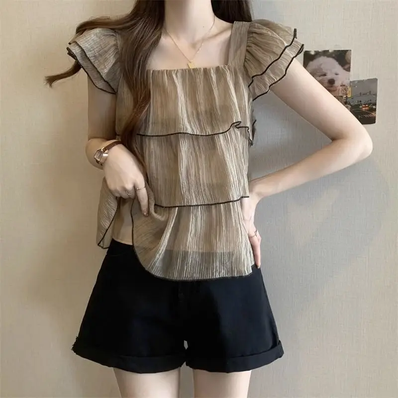 Ruffles Patchwork Sweet Shirt Tops Summer Thin Short Sleeve Youth Solid High Street Blouse Fashion Casual Trend Women Clothing
Ruffles Patchwork Sweet Shirt Tops Summer Thin Short Sleeve Youth Solid High Street Blouse Fashion Casual Trend Women Clothing
