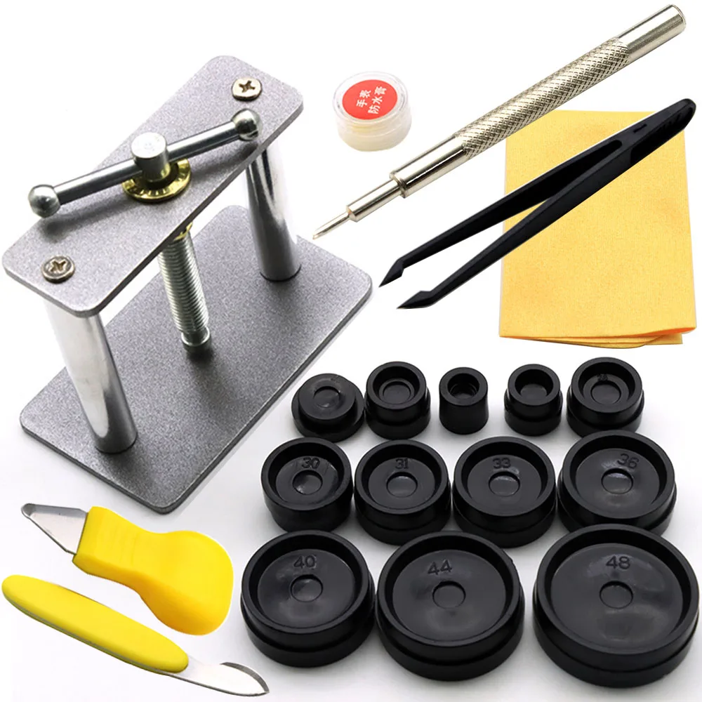 19 Pcs/Set Watch Back Cover Presser Press Screw Glass Battery Replacement Tool Capping Machine Repair Tool for Watchmakers
19 Pcs/Set Watch Back Cover Presser Press Screw Glass Battery Replacement Tool Capping Machine Repair Tool for Watchmakers
