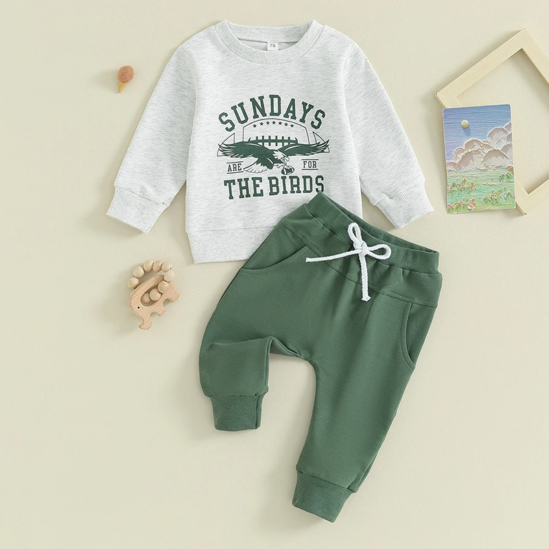 2023-09-05 Lioraitiin 0-3Y Toddler Boys Clothes Set Letter Eagle Print Crew Neck Long Sleeve Sweatshirts and Long Pants 2Pcs
2023-09-05 Lioraitiin 0-3Y Toddler Boys Clothes Set Letter Eagle Print Crew Neck Long Sleeve Sweatshirts and Long Pants 2Pcs