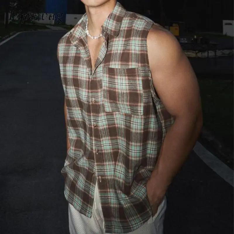 Streetwear Fashion Plaid Print Shirts Mens Sleeveless Buttoned Lapel Tank Tops Men 2025 Summer Daily Casual Loose Vest Cardigan
Streetwear Fashion Plaid Print Shirts Mens Sleeveless Buttoned Lapel Tank Tops Men 2025 Summer Daily Casual Loose Vest Cardigan