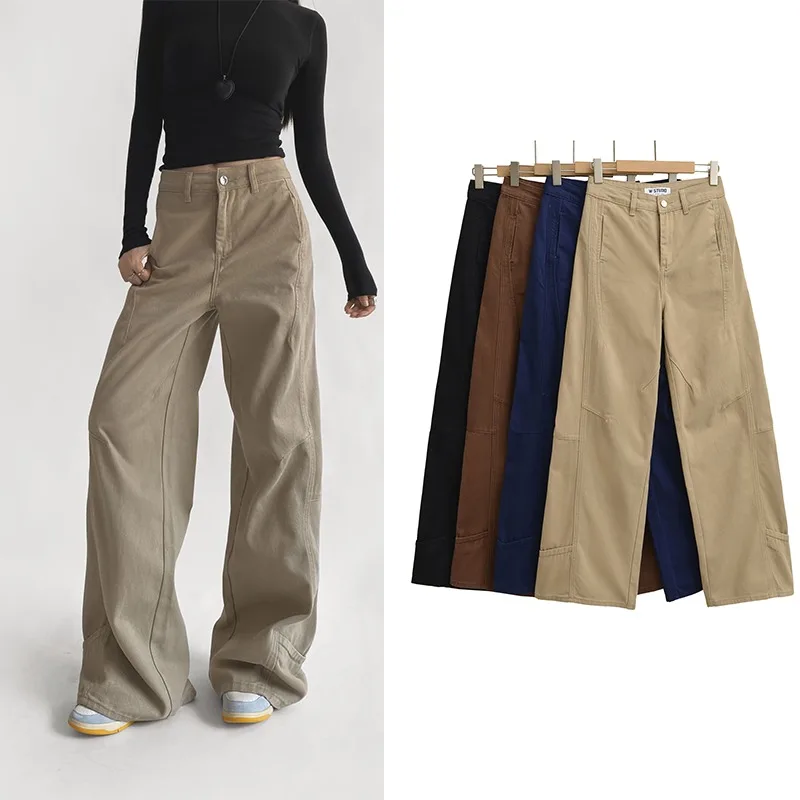 Мешковатые джинсы для женщин, 100% хлопок, однотонные уличные повседневные брюки с высокой талией, осень-зима 2025, новые джинсовые брюки
Мешковатые джинсы для женщин, 100% хлопок, однотонные уличные повседневные брюки с высокой талией, осень-зима 2025, новые джинсовые брюки