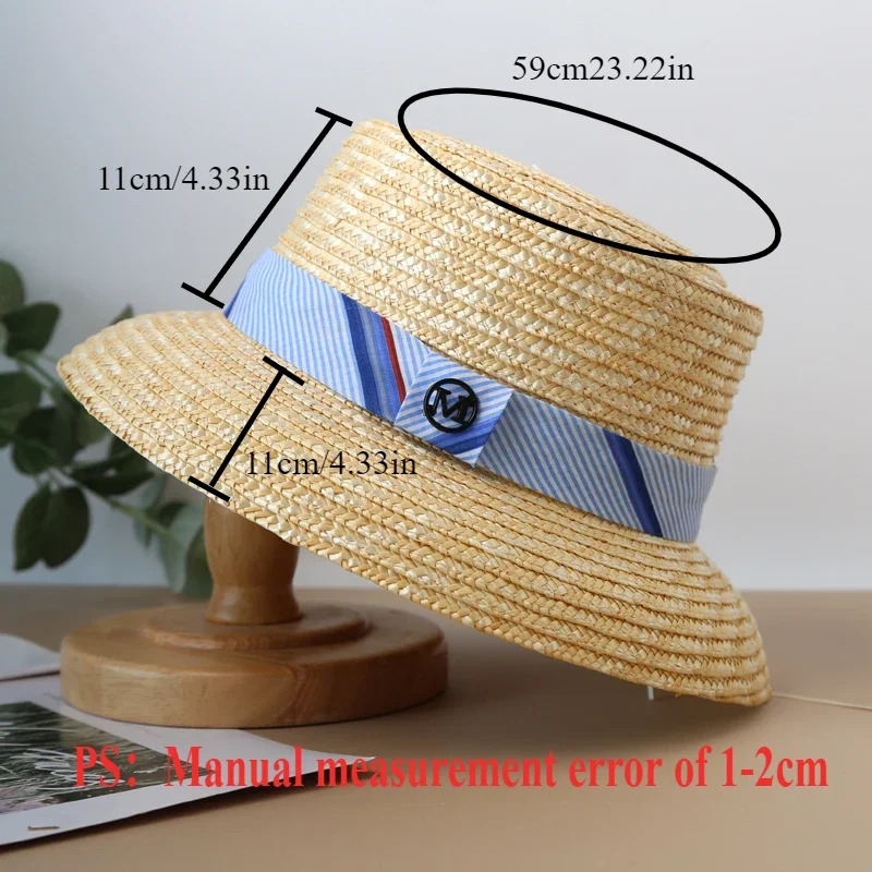 NEW 2025 Natural Wheat Straw Beach Hat Female Wide Side Casual Blue Ribbon Panama Lady Classic Designer Letter Sun Hat for Women
NEW 2025 Natural Wheat Straw Beach Hat Female Wide Side Casual Blue Ribbon Panama Lady Classic Designer Letter Sun Hat for Women