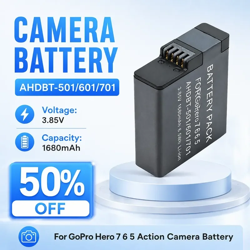 For GoPro Hero 7 6 5 AHDBT-501/601/701 3.85V 1680mAh Full Decoded Replacement Action Camera Battery Pack Digital Battery
For GoPro Hero 7 6 5 AHDBT-501/601/701 3.85V 1680mAh Full Decoded Replacement Action Camera Battery Pack Digital Battery