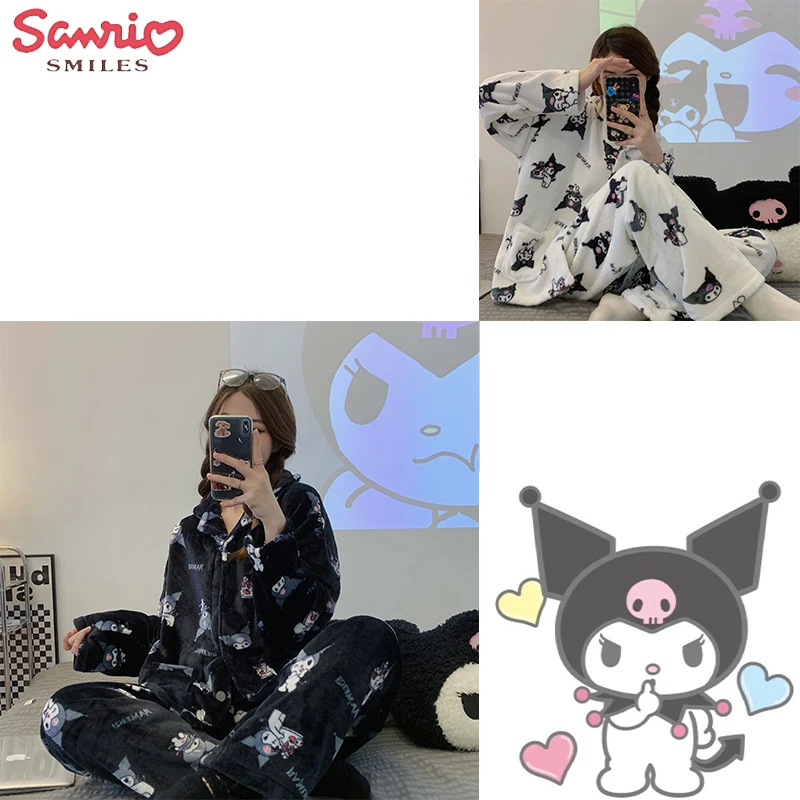 Kuromi Coral Fleece Pajamas Sanrio Anime Kawaii Korean Version Ins Style Fashion Cute Thick Warm and Windproof Home Outdoor Suit
Kuromi Coral Fleece Pajamas Sanrio Anime Kawaii Korean Version Ins Style Fashion Cute Thick Warm and Windproof Home Outdoor Suit