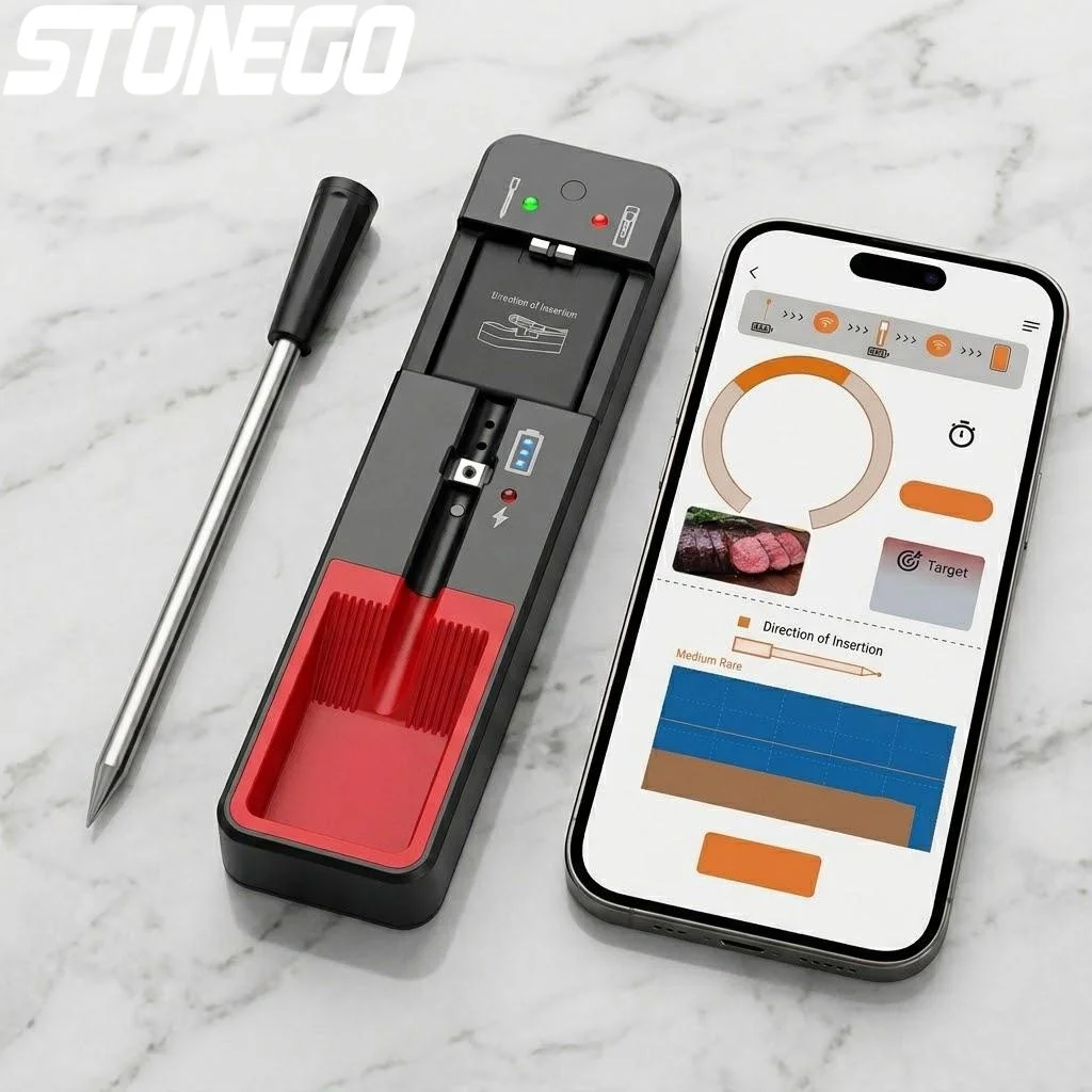Беспроводной Bluetooth-термометр для мяса с радиусом действия 360 футов, умный датчик температуры для гриля, духовки, кухни, коптильни, су-вид
Беспроводной Bluetooth-термометр для мяса с радиусом действия 360 футов, умный датчик температуры для гриля, духовки, кухни, коптильни, су-вид