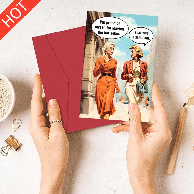 Funny Retro Women Greeting Card, Sober Salad Bar Humor Card, Vintage Style Friendship Greeting Card for Her
Funny Retro Women Greeting Card, Sober Salad Bar Humor Card, Vintage Style Friendship Greeting Card for Her