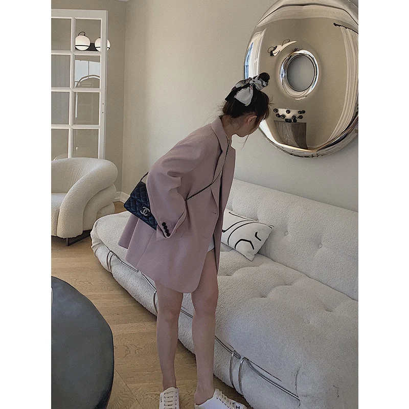 Розовый женский пиджак свободного кроя, деловой, с длинными рукавами, на одной пуговице, однотонный, модный дизайн
Розовый женский пиджак свободного кроя, деловой, с длинными рукавами, на одной пуговице, однотонный, модный дизайн