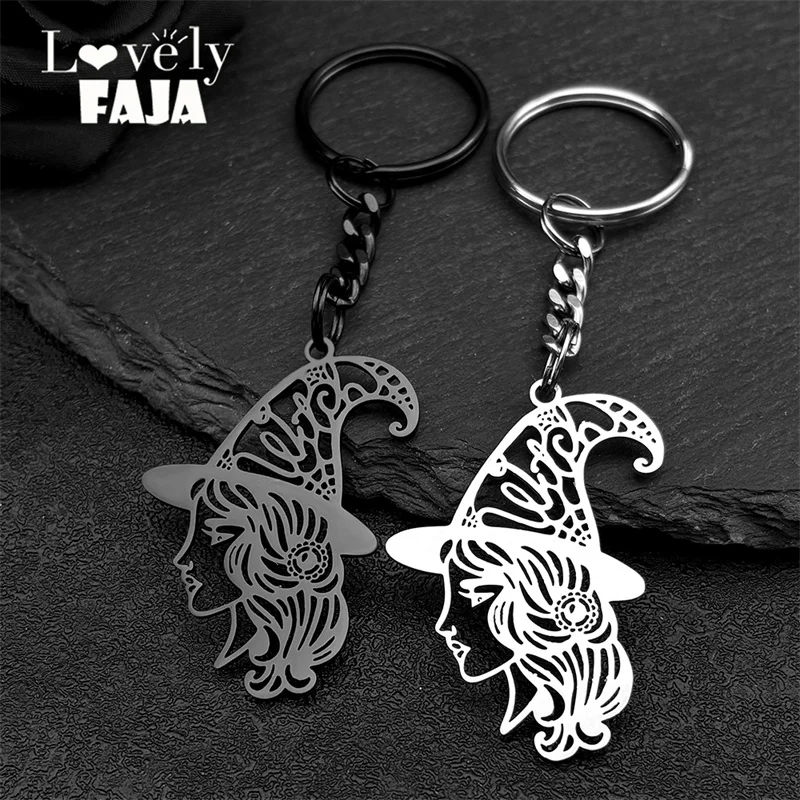 Witch Head Hollow Flower Big Key Chains For Women Men Stainless Steel Black Color Witchcraft Key Ring Halloween Gifts 3499
Witch Head Hollow Flower Big Key Chains For Women Men Stainless Steel Black Color Witchcraft Key Ring Halloween Gifts 3499