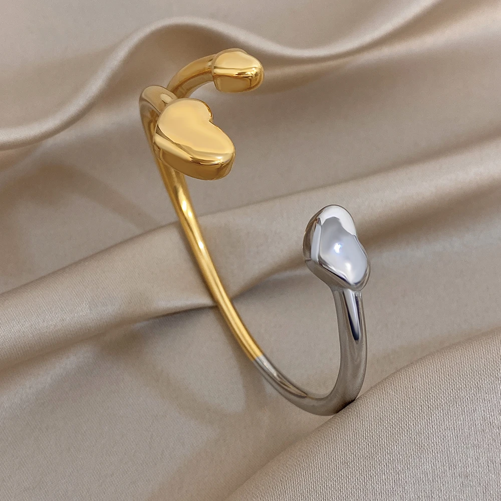 Romantic Three Heart Irregular Stainless Steel Bangle for Women Two Color Waterproof Opening Bracelet Stackable Jewelry Gift New
Romantic Three Heart Irregular Stainless Steel Bangle for Women Two Color Waterproof Opening Bracelet Stackable Jewelry Gift New