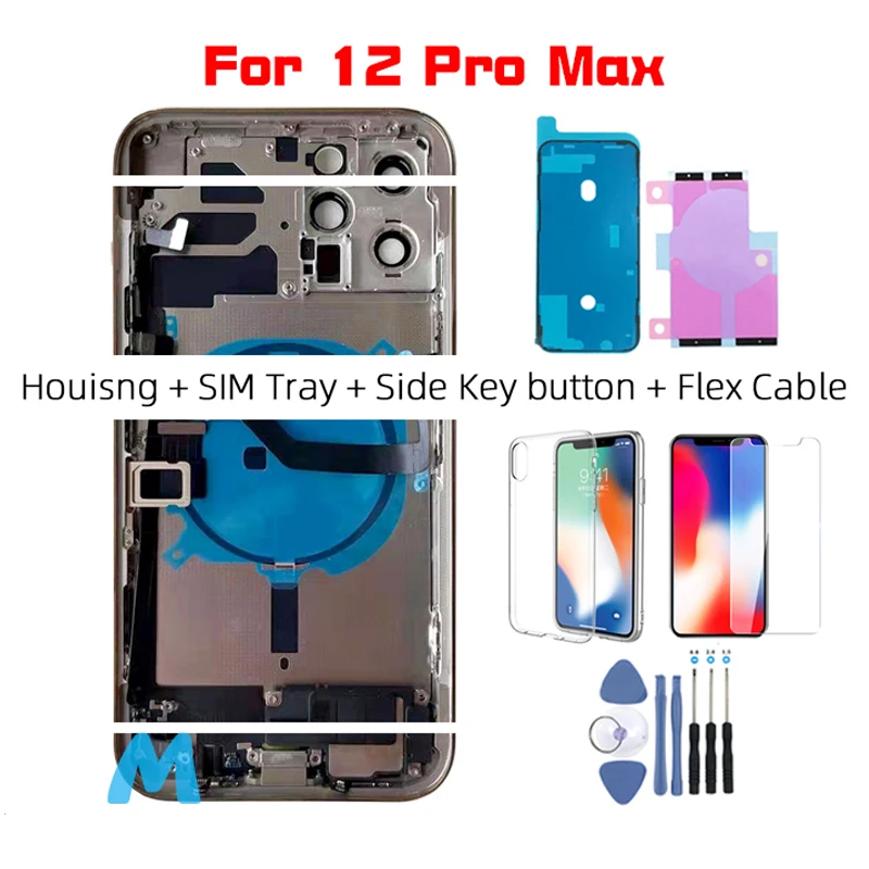 Высококачественная задняя крышка для Iphone 12 Pro Max корпус батарея средняя рамка корпуса сборка дверь заднее стекло с гибким кабелем
Высококачественная задняя крышка для Iphone 12 Pro Max корпус батарея средняя рамка корпуса сборка дверь заднее стекло с гибким кабелем