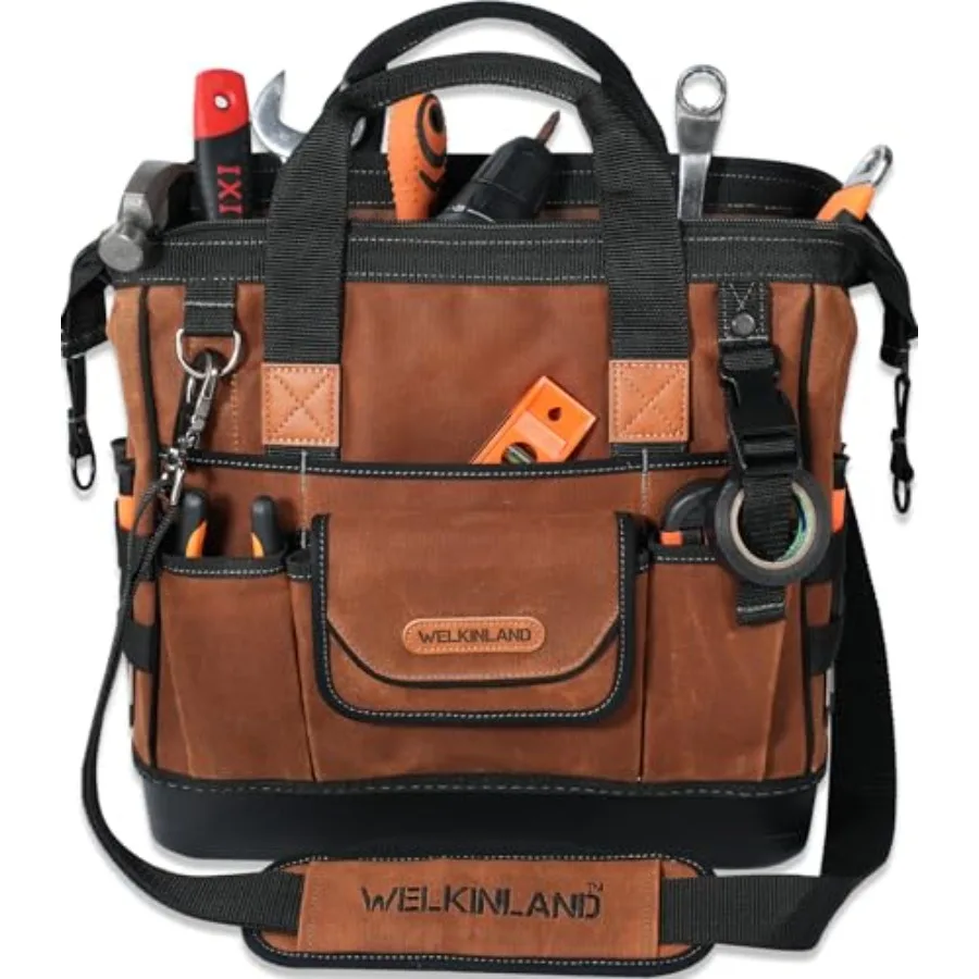 22-Pockets Hard Bottom Tool Bag 14-Inch Waxed Canvas Tools Bag 25L Heavy Duty Electrician Bags HVAC Service Bags Mechanic Techn
22-Pockets Hard Bottom Tool Bag 14-Inch Waxed Canvas Tools Bag 25L Heavy Duty Electrician Bags HVAC Service Bags Mechanic Techn