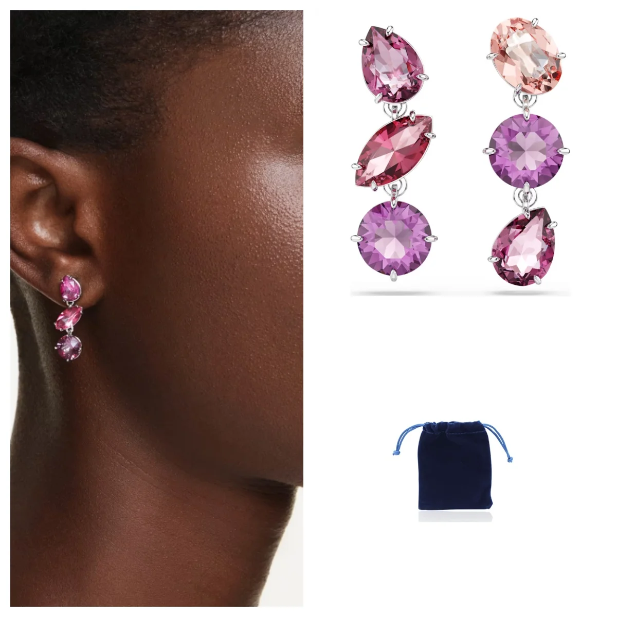 Gema drop earrings Mixed cuts, Pink, Rhodium plated
Gema drop earrings Mixed cuts, Pink, Rhodium plated