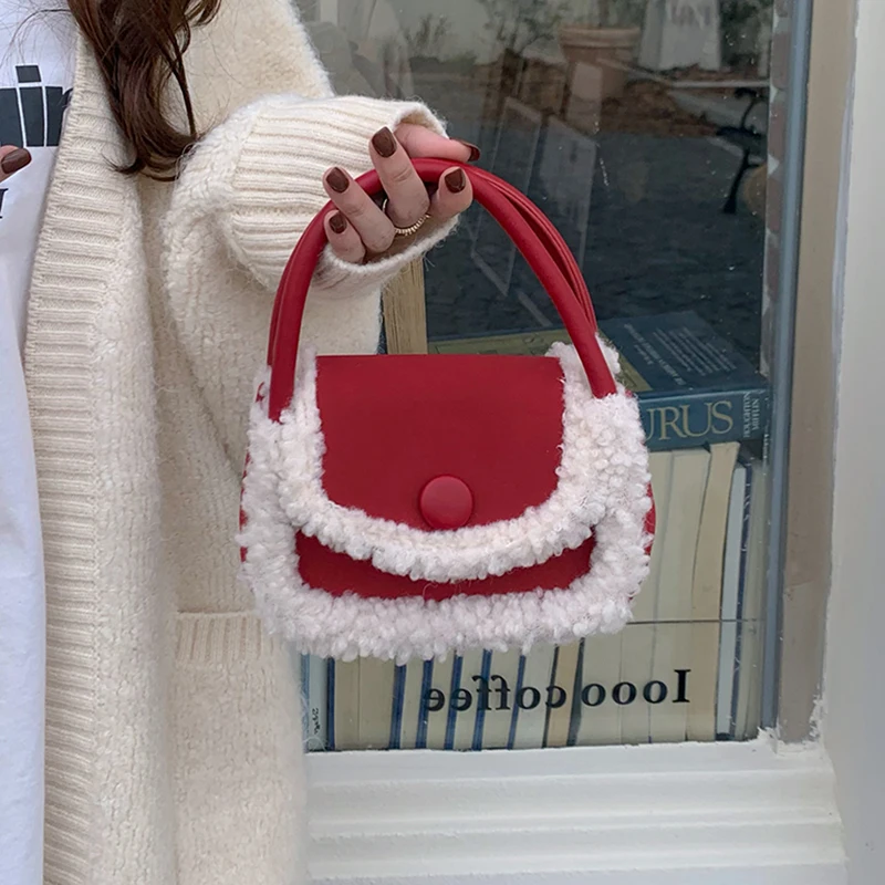 Autumn/Winter Plush Handbag Women 2024 Korean Style Retro Splicing Small Square Bag Versatile Ins Single Shoulder Crossbody Bag 
Autumn/Winter Plush Handbag Women 2024 Korean Style Retro Splicing Small Square Bag Versatile Ins Single Shoulder Crossbody Bag