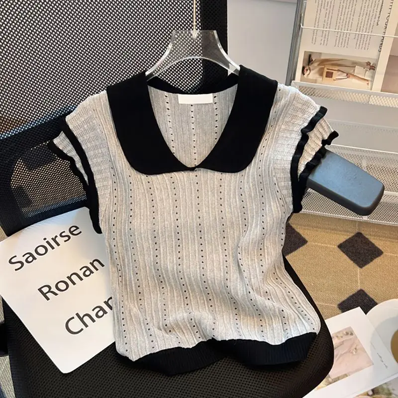New Shoulder Ice Silk Knitted Short Sleeve T-shirt Women Summer Design Sense Irregular Slim Fit Slimming Pure Desire Top S946
New Shoulder Ice Silk Knitted Short Sleeve T-shirt Women Summer Design Sense Irregular Slim Fit Slimming Pure Desire Top S946
