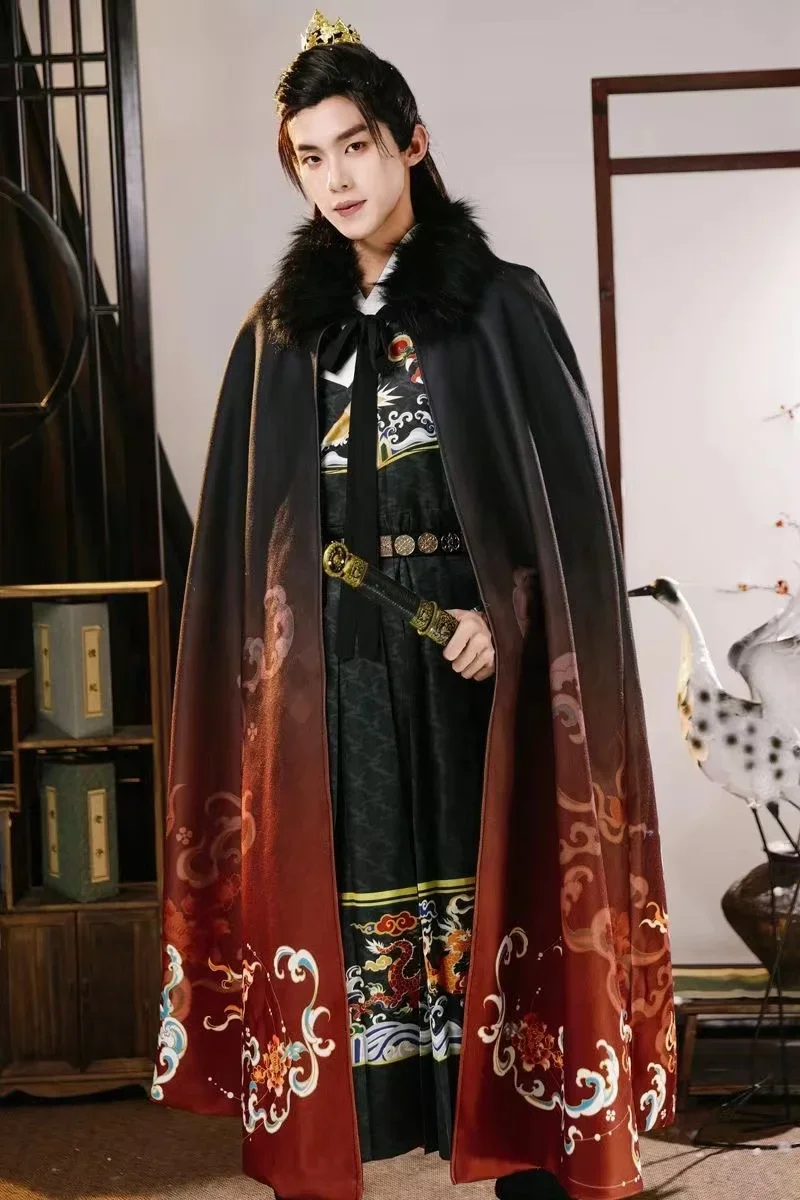 Chinese Men Women Outer Robe Vintage Fashion Big Fur Collar Overcoat Shawl 2025 Winter Mighty Qilin Hanfu Cloak Traditional
Chinese Men Women Outer Robe Vintage Fashion Big Fur Collar Overcoat Shawl 2025 Winter Mighty Qilin Hanfu Cloak Traditional