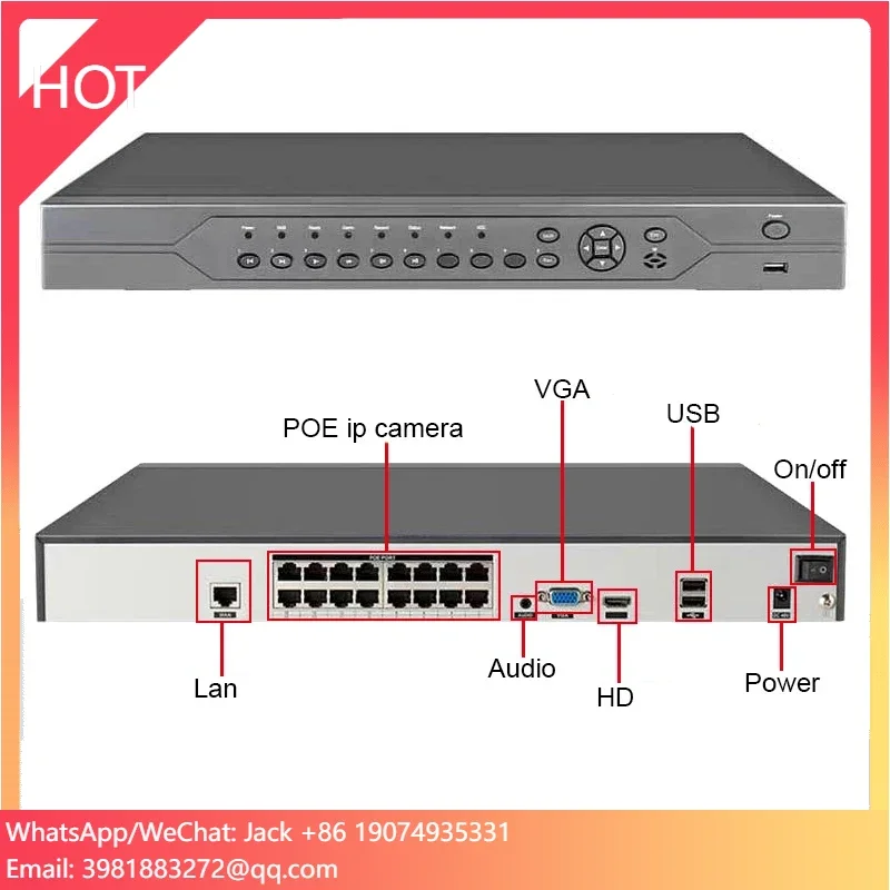16-канальная 8-мегапиксельная сетевая видеорегистратор 4K POE (NVR) камера для мониторинга безопасности дома или офиса
16-канальная 8-мегапиксельная сетевая видеорегистратор 4K POE (NVR) камера для мониторинга безопасности дома или офиса