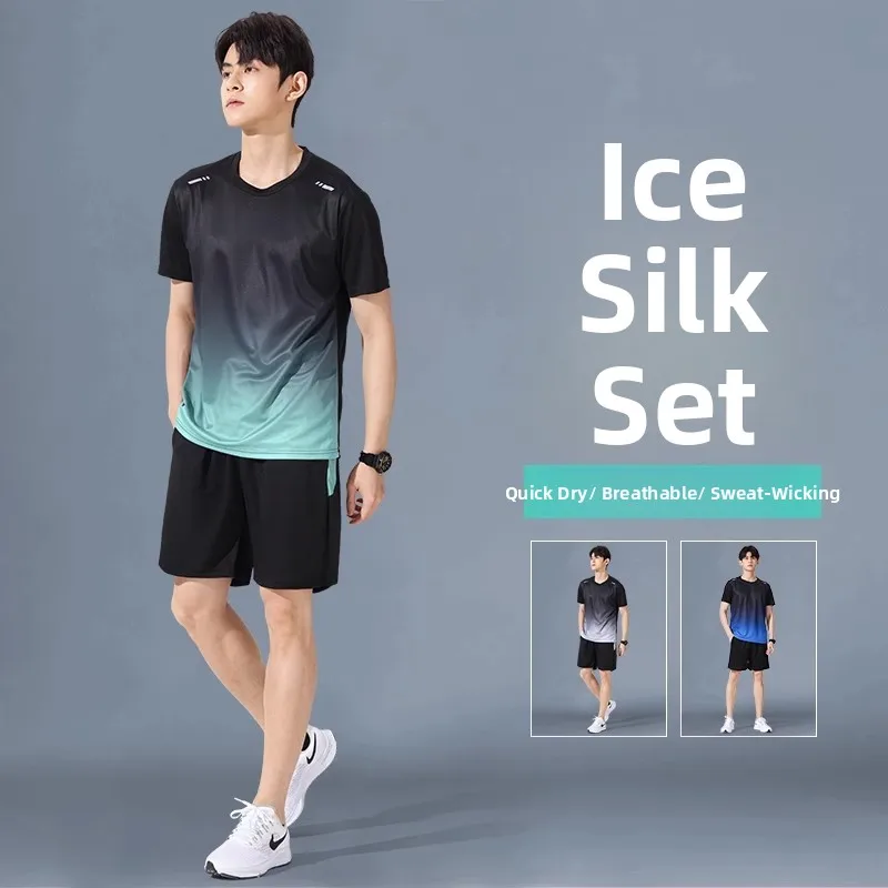 Спортивная футболка Ice Silk Qui Dry, мужская летняя футбольная одежда ort Sve, костюм для бадминтона, тренировочный комплект для бега
Спортивная футболка Ice Silk Qui Dry, мужская летняя футбольная одежда ort Sve, костюм для бадминтона, тренировочный комплект для бега