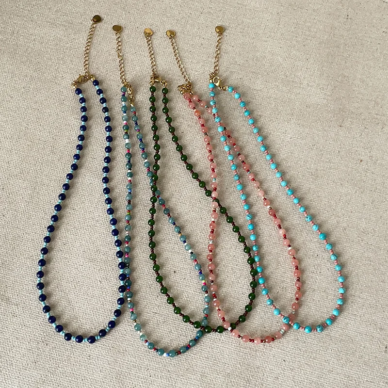 Minar Light Luxury Multicolor Natural Stone Beads Strand Beaded Necklace for Women Ladies Gold Plated Chain Chokers Wholesale
Minar Light Luxury Multicolor Natural Stone Beads Strand Beaded Necklace for Women Ladies Gold Plated Chain Chokers Wholesale