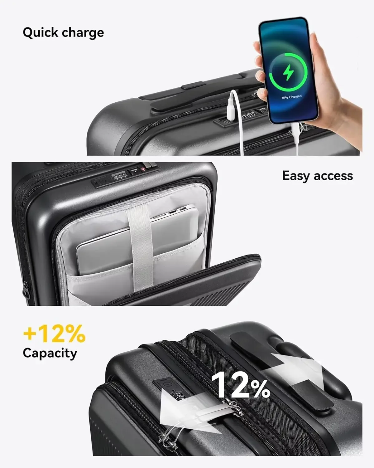 Ручная кладь 22x14x9 с одобрением авиакомпании, жесткий чемодан из ПК с передним карманом, расширяемый багаж
Ручная кладь 22x14x9 с одобрением авиакомпании, жесткий чемодан из ПК с передним карманом, расширяемый багаж