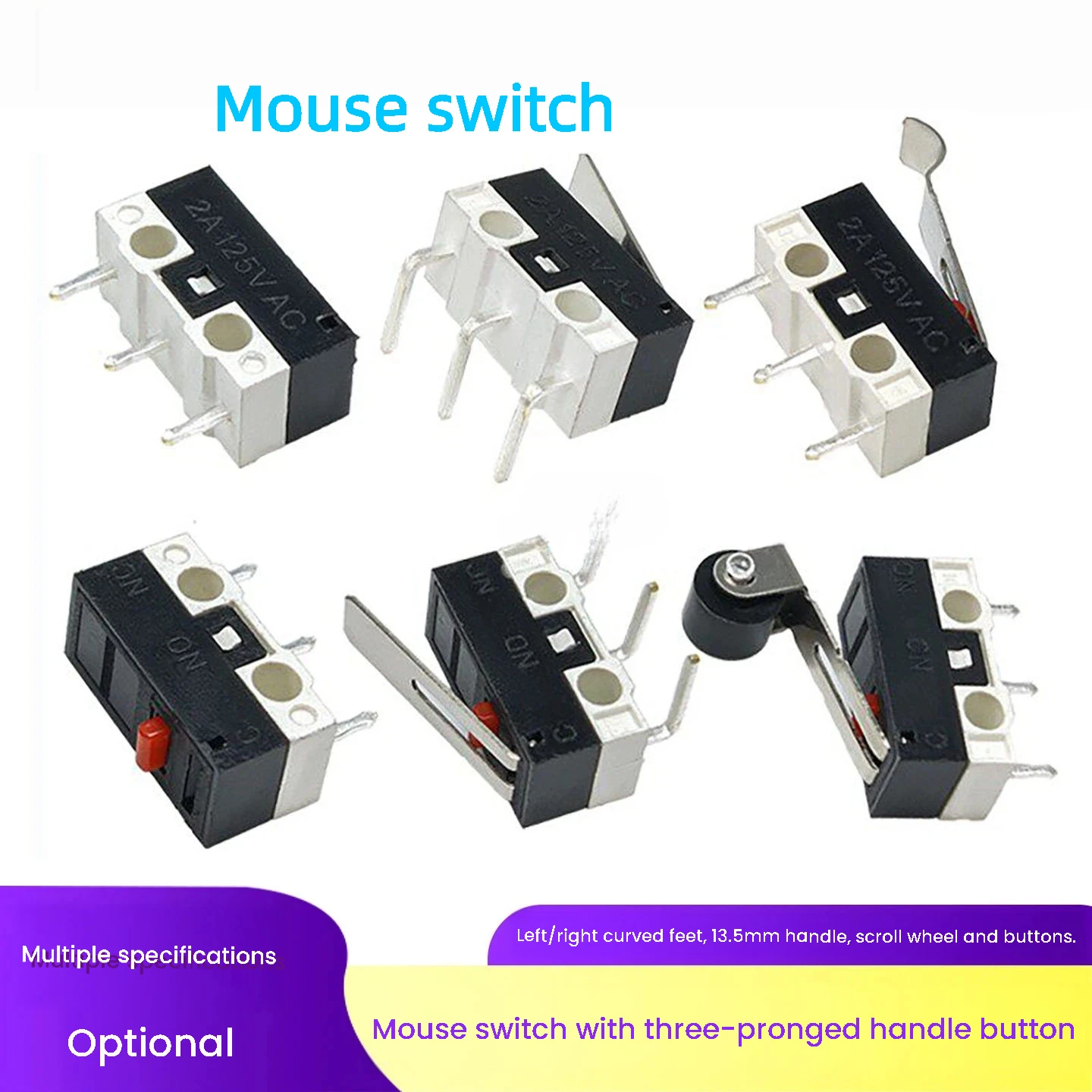 10PCS Mouse Switches, Micro Switches, 2A 125V KW11-3Z-2, KW11-N 3P, Left and Right Curved Foot Switch
10PCS Mouse Switches, Micro Switches, 2A 125V KW11-3Z-2, KW11-N 3P, Left and Right Curved Foot Switch