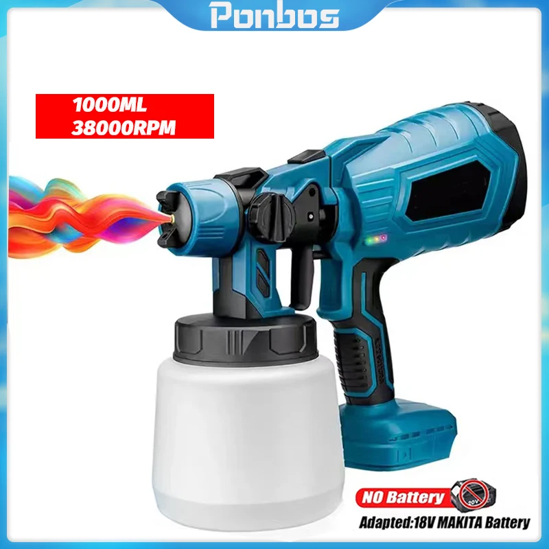 1000ML Rechargeable High Power Electric Spray Gun Household Sterilisation Portable Paint Sprayer Suitable for Makita 18v Battery
1000ML Rechargeable High Power Electric Spray Gun Household Sterilisation Portable Paint Sprayer Suitable for Makita 18v Battery
