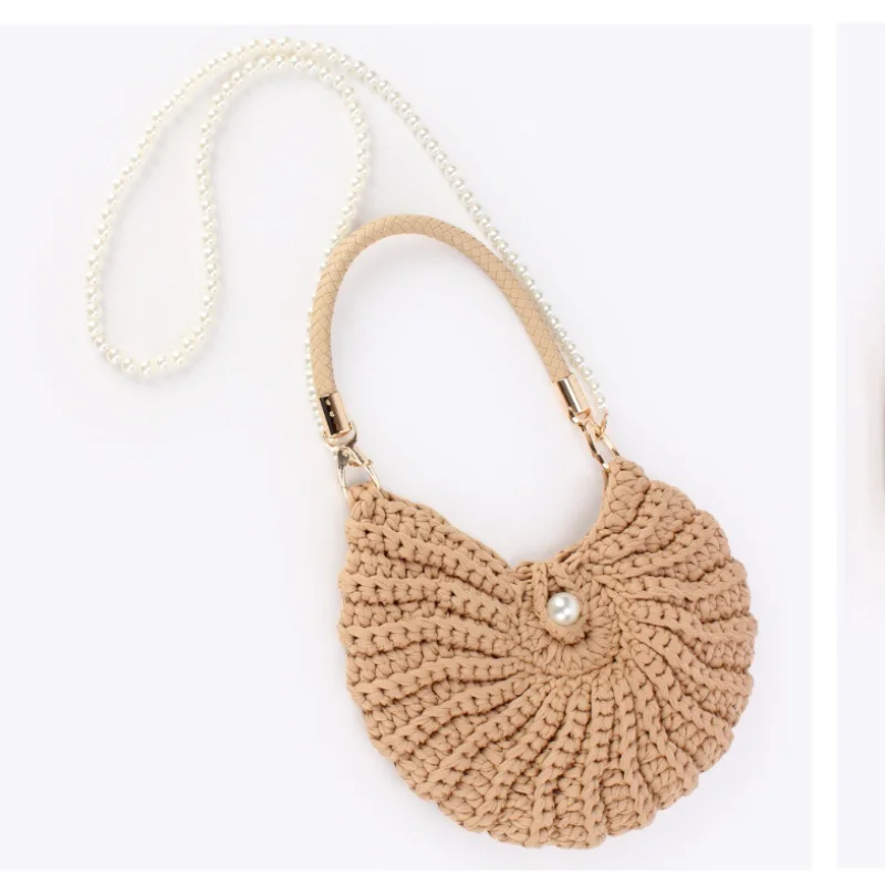Brand Crocheted Seashell Crossbody Bag Pearl Chain Detachable Shoulder Conch Bag Purse Summer Beach Vacation Women Woven Handbag
Brand Crocheted Seashell Crossbody Bag Pearl Chain Detachable Shoulder Conch Bag Purse Summer Beach Vacation Women Woven Handbag