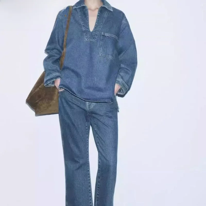 New Autumn Winter Women's Denim Jeans irt Loose Fit Long Sve Warm Flounce Kiss Brand Faion Ladies' Clothing
New Autumn Winter Women's Denim Jeans irt Loose Fit Long Sve Warm Flounce Kiss Brand Faion Ladies' Clothing