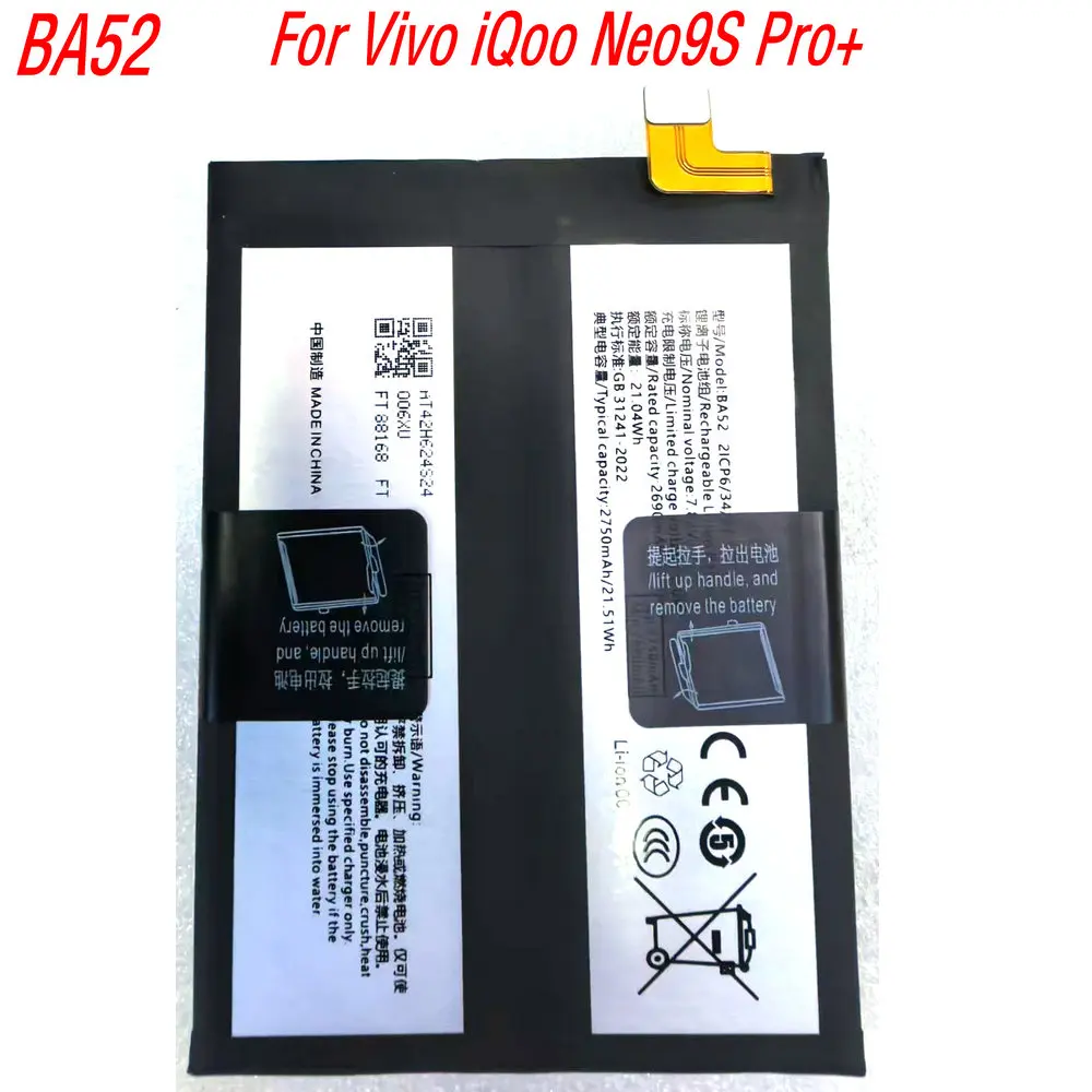 New BA52 High Quality Battery for Vivo iQoo Neo 9S Pro+ Mobile phone 2ICP6/34/87
New BA52 High Quality Battery for Vivo iQoo Neo 9S Pro+ Mobile phone 2ICP6/34/87