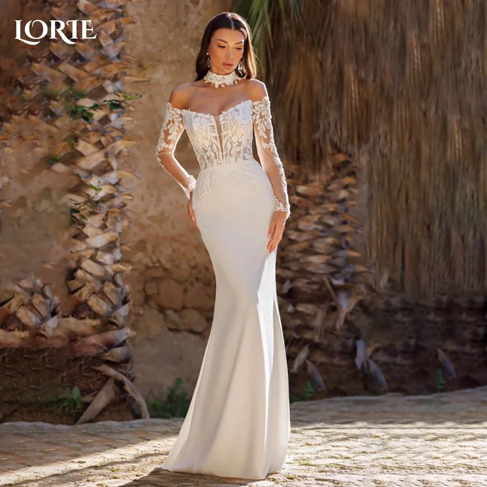 LORIE Appliques Boho Wedding Dress 3D Flowers Lace Long Sleeve Sweetheart Mermaid Bride Gown Customized Corset Bride Dress Plus
LORIE Appliques Boho Wedding Dress 3D Flowers Lace Long Sleeve Sweetheart Mermaid Bride Gown Customized Corset Bride Dress Plus